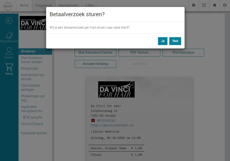 Betaalverzoek salonkassa
